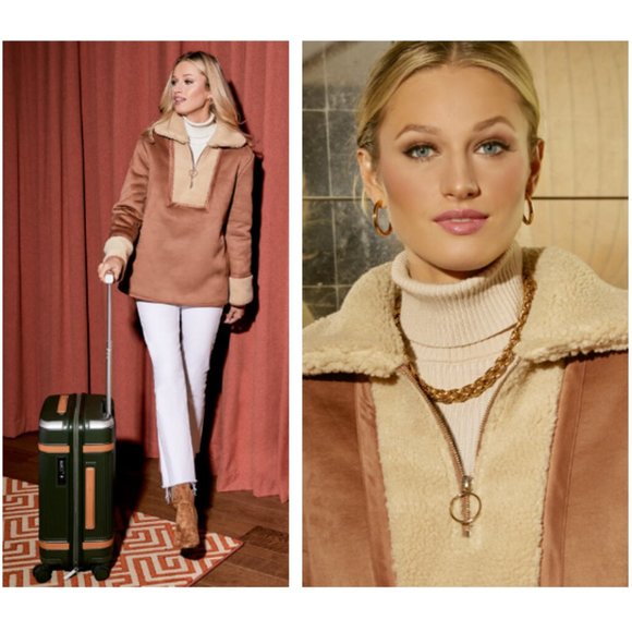 Tuckernuck Jackets & Blazers - Tuckernuck | NEW Stella Camel Shearling 1/4 Zip Sherpa Jacket Size XS
